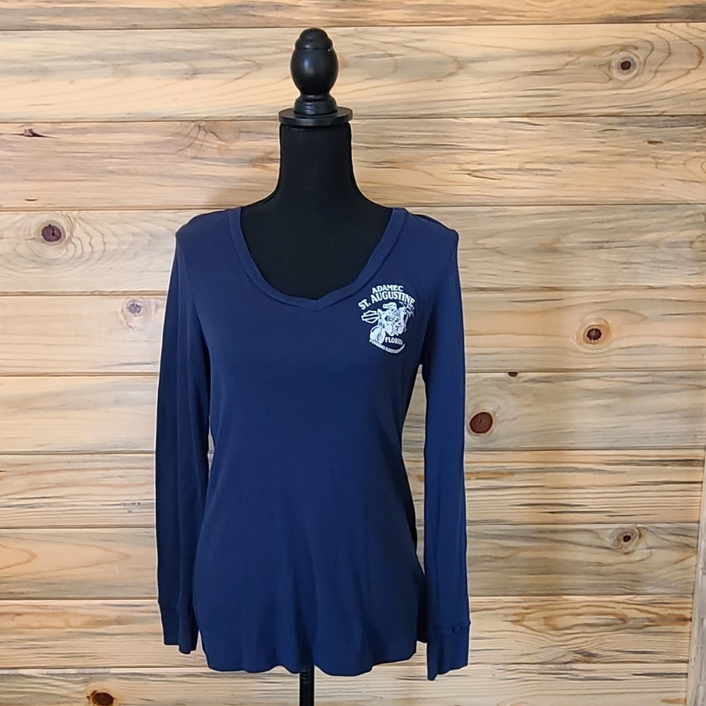 Adamec Harley Davidson of Saint Augustine Longsleeved T Shirt Ladies Siz…
